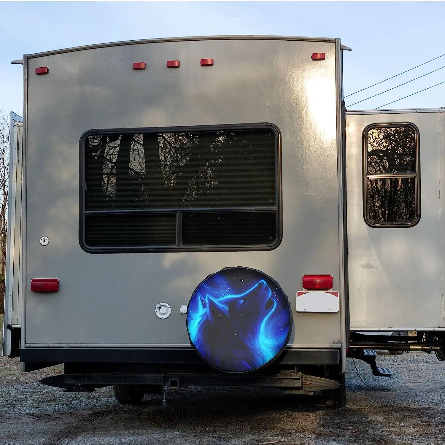 Starry Sky Blue Wolf Neumático de Repuesto Cubierta de la Rueda de Protectores de Agua a prueba de Polvo apto para RV SUV Camioneta Camper de Viaje de Camping Remolque . ' - ' . 3