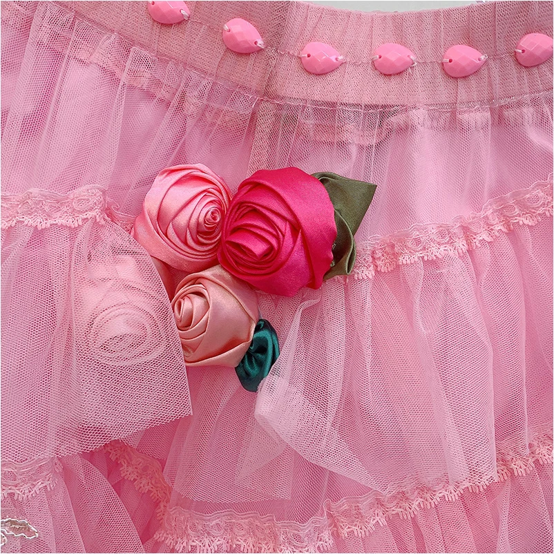 WHITNEY WANG Diseñador de Estilo de 2023 Otoño de la Moda Streetwear 3D con Flores de Capas de Malla de la Falda de las Mujeres Desgaste del Partido . ' - ' . 1