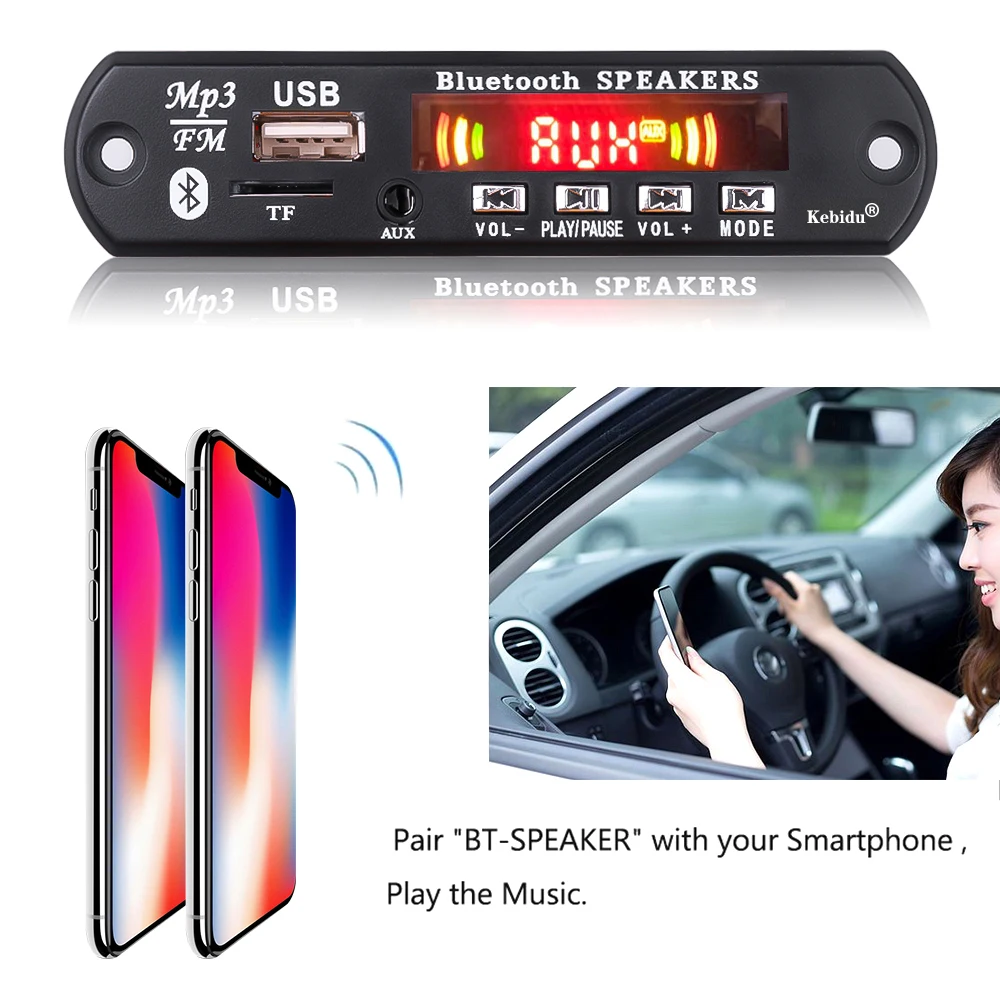 5V/12V 6W Amplificador Bluetooth Decodificador de MP3 de la Junta de BT 5.0 FM Módulo de Radio Para la Música Altavoz USB manos libres Inalámbrico Reproductor de MP3 de Coche . ' - ' . 4