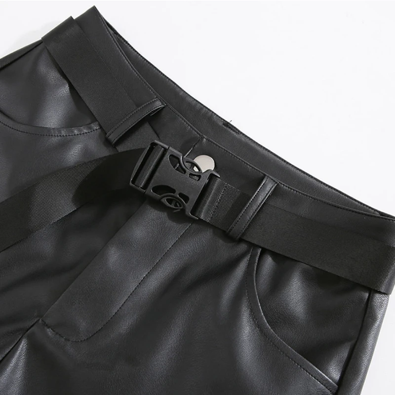 Harajuku Vintage Pantalones Negros de Cintura Alta Desmontable Hueco Pantalones de Cuero de PU Ropa de Diseño Y2k de la década de 2000 Ropa de Mujer . ' - ' . 4