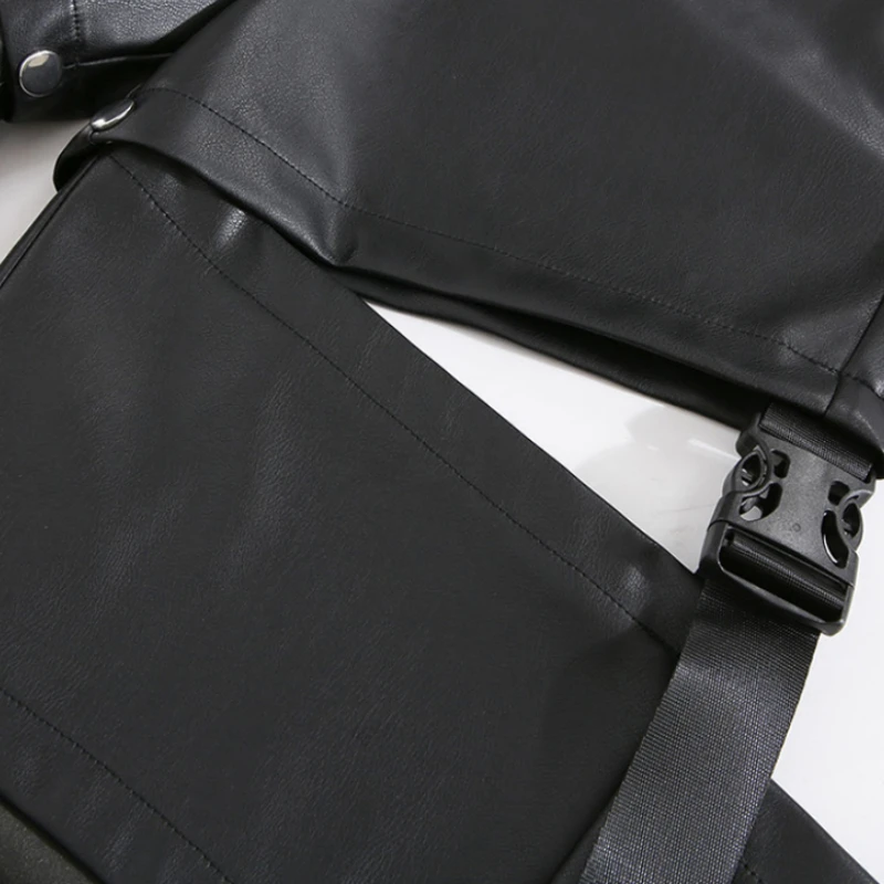 Harajuku Vintage Pantalones Negros de Cintura Alta Desmontable Hueco Pantalones de Cuero de PU Ropa de Diseño Y2k de la década de 2000 Ropa de Mujer . ' - ' . 5