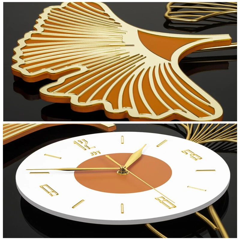 Árbol grande de Hoja de Reloj de Pared de la Casa de Diseño Moderno de Arte Relojes de lujo de Vivir Decoración de la Habitación en Silencio Breve Colgando de la pared Reloj . ' - ' . 4