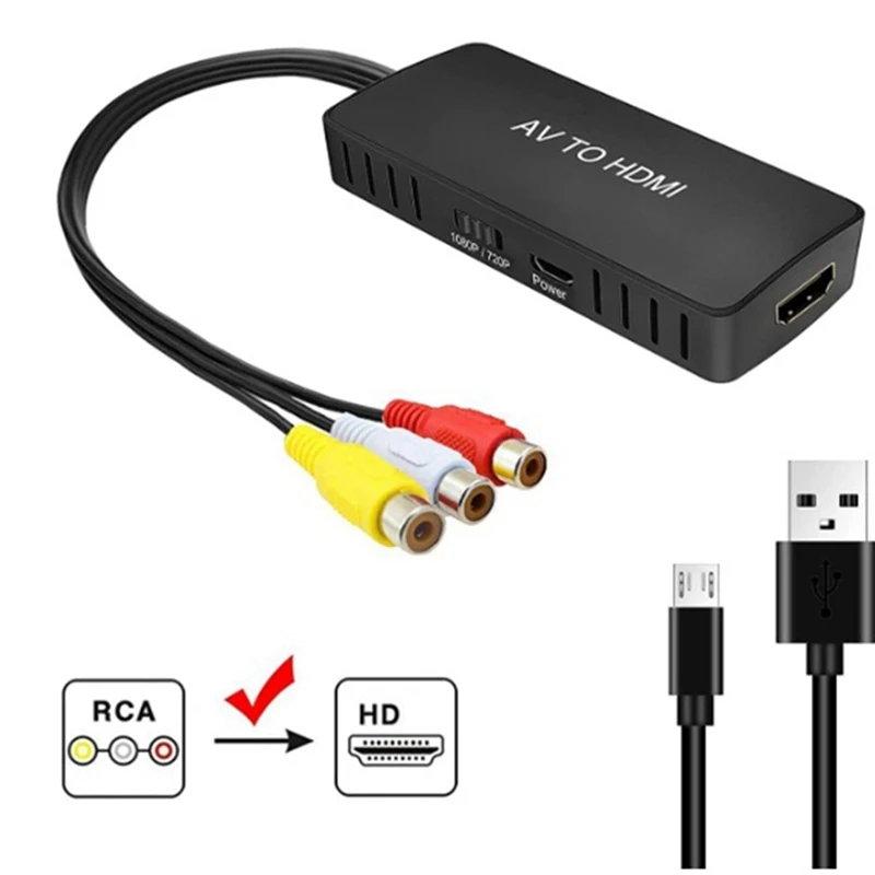 HDMI Convertidor de CVBS Convertidor de RCA a HDMI Convertidor Soporta 1080P/720P Adaptador de Conversión . ' - ' . 3