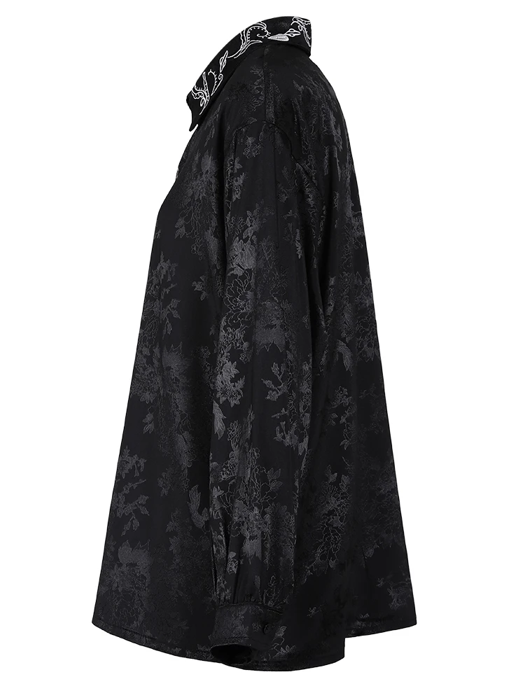 [EAM] las Mujeres del Bordado de Gran Tamaño Elegante Blusa Nueva de la Solapa de Manga Larga Floja de la Camisa de Moda de la Marea de Primavera Otoño 2023 CPG0262 . ' - ' . 4