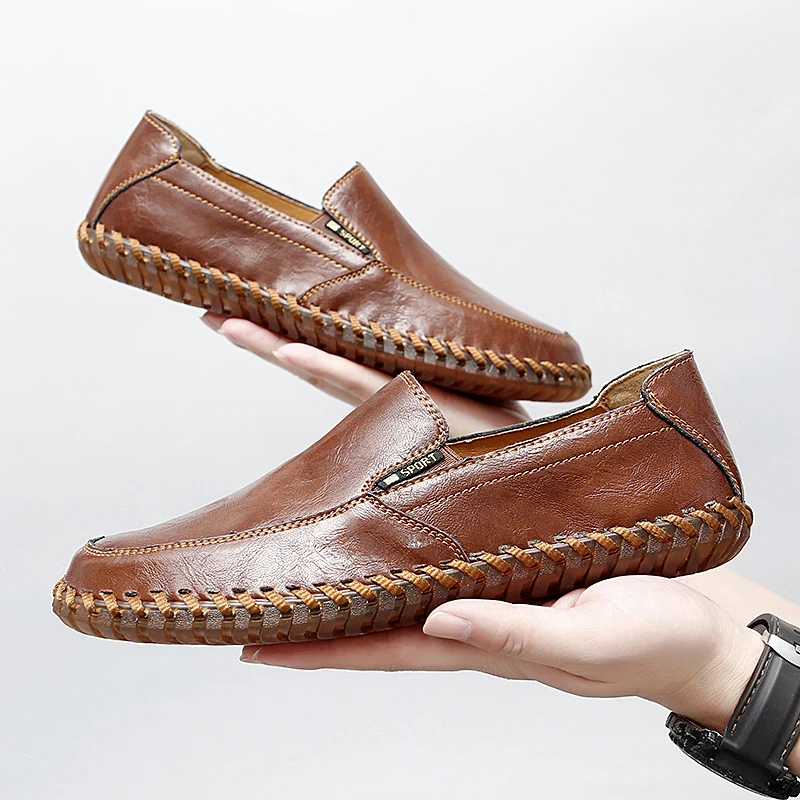 2023 Nuevos Mocasines de Cuero de los Hombres de Diseño Mocasín de la Moda de Deslizamiento sobre el Plano Suave de los Hombres Casuales Zapatos de Varón Adulto Calzado hecho a Mano Zapatos del Barco . ' - ' . 1