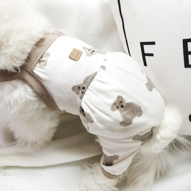 Mascota Del Oso De Peluche Impreso Liga Pantalones Osito De Peluche De Pomerania, Yorkshire Pequeño Perro De La Ropa De Primavera/Verano De La Fina Ropa De Hogar . ' - ' . 0