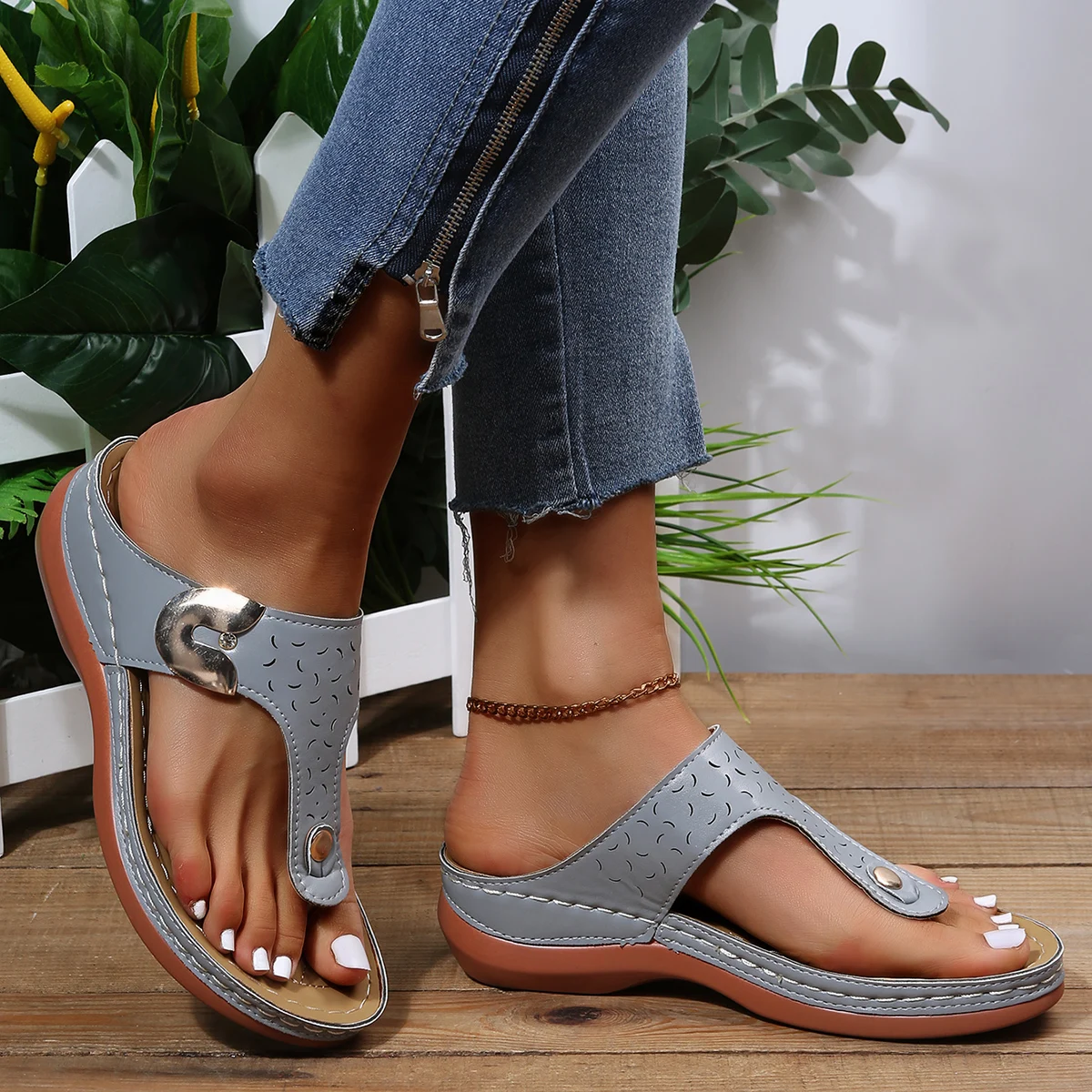 Sandalias De Los Zapatos De Las Mujeres De La Moda De Nueva Peep Toe Zapatos De Mujer Open Toe Sandalias De Mujer Transpirable Zapatos De Cuña Retro Más El Tamaño De Los Zapatos . ' - ' . 0