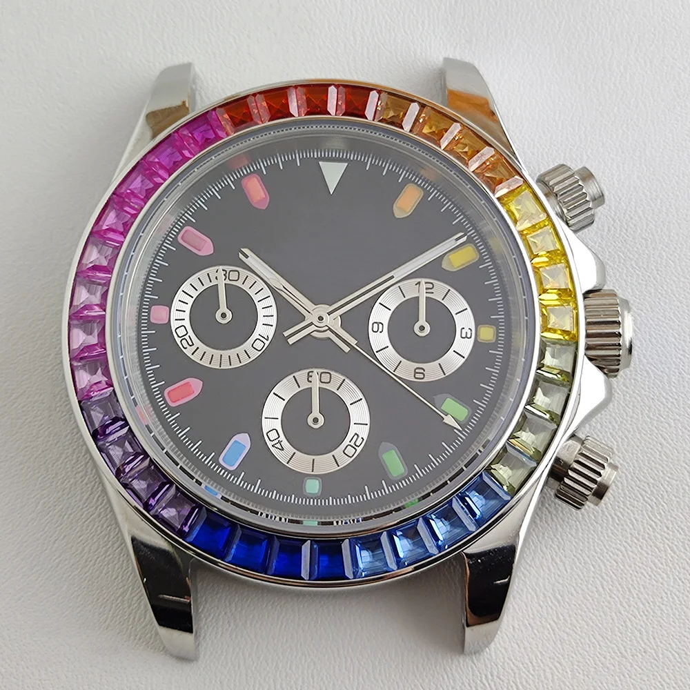 japonés cronógrafo reloj de VK63 movimiento de cuarzo 39MM dialstainless de acero caseluminous panda de línea . ' - ' . 1