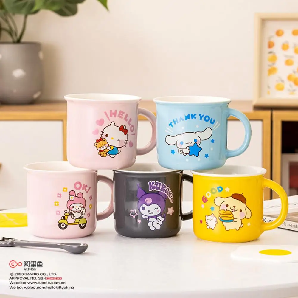 Nueva Sanrios Kawaii Kuromi Y2K Café con Leche 360Ml de Cerámica Desayuno Taza de dibujos animados de Anime Hello Kittys Manejar Office Home Par de Regalo . ' - ' . 1
