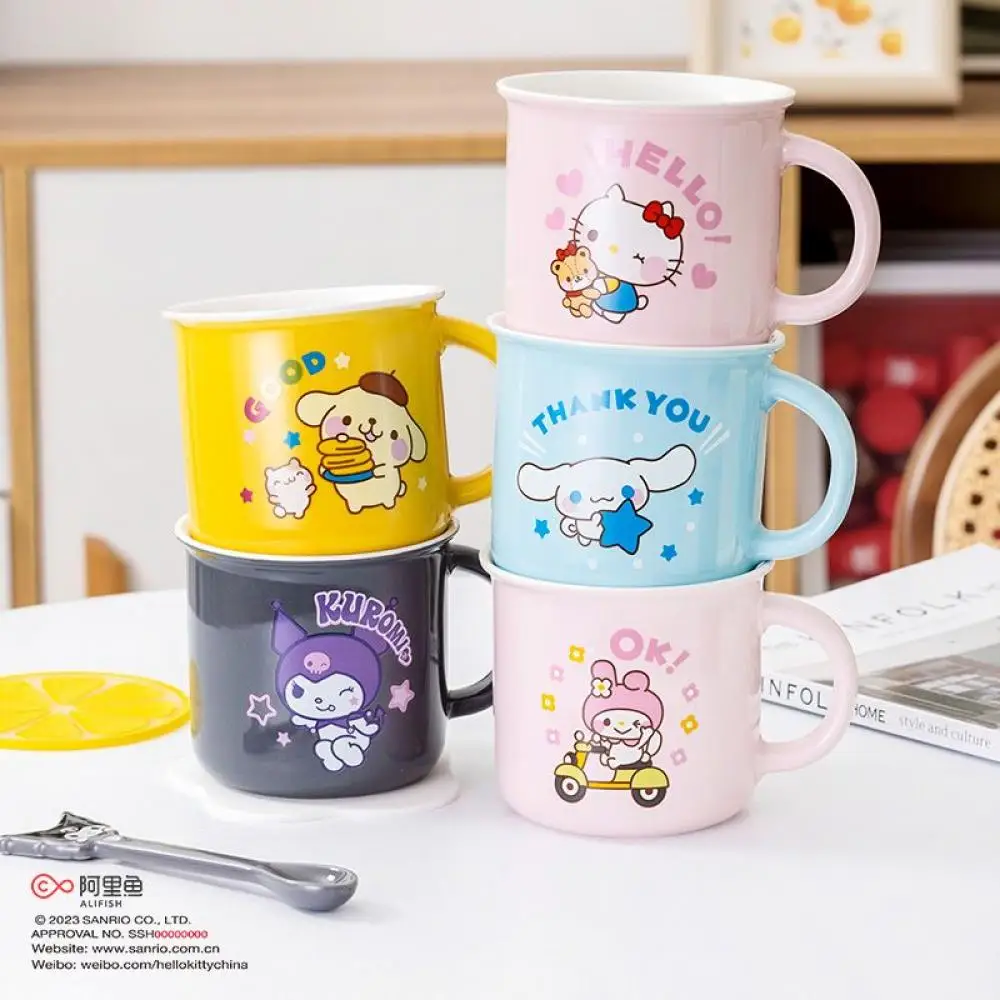 Nueva Sanrios Kawaii Kuromi Y2K Café con Leche 360Ml de Cerámica Desayuno Taza de dibujos animados de Anime Hello Kittys Manejar Office Home Par de Regalo . ' - ' . 2
