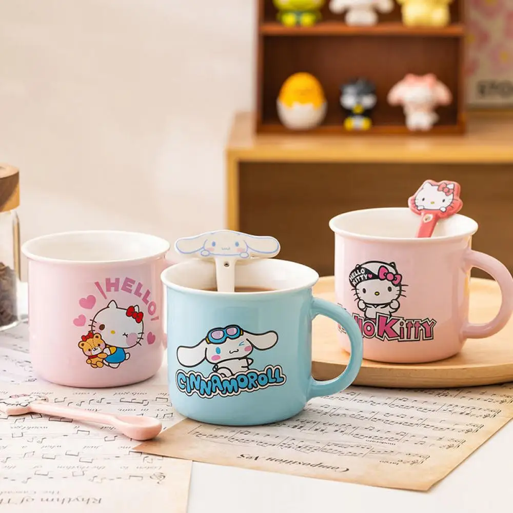 Nueva Sanrios Kawaii Kuromi Y2K Café con Leche 360Ml de Cerámica Desayuno Taza de dibujos animados de Anime Hello Kittys Manejar Office Home Par de Regalo . ' - ' . 3