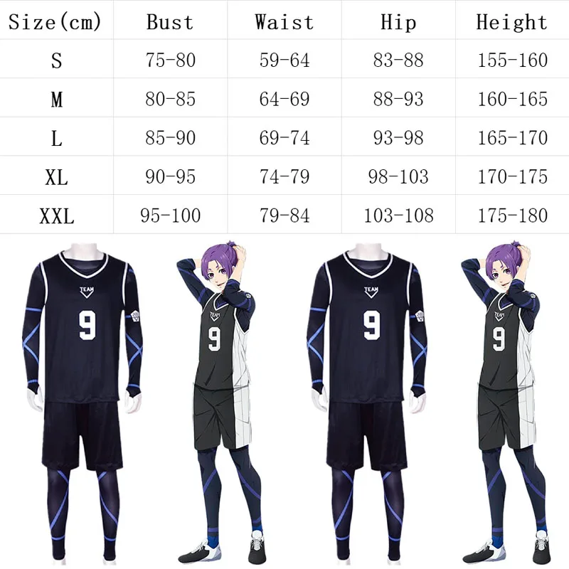 Anime Azul de Bloqueo Reo Mikage Traje de Cosplay Traje Jersey de Fútbol del Equipo de Mono Azul de Bloqueo Mikage Reo Cosplay Disfraces para Hombres . ' - ' . 5