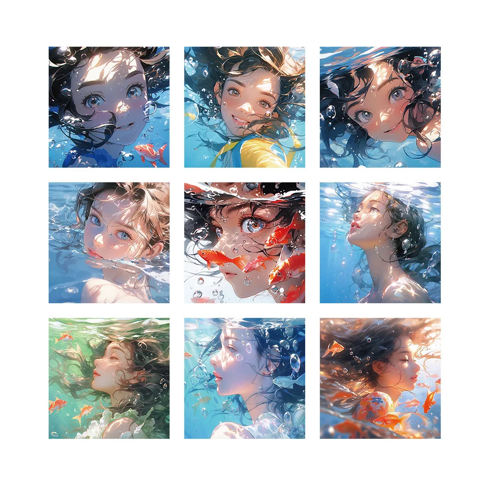 63Pcs Personaje de Anime Submarino Chica de la Cabeza de Graffiti Pegatinas para Niños de Juguete de Equipaje Portátil de Regalo Impermeable etiqueta Engomada de Mayorista . ' - ' . 2