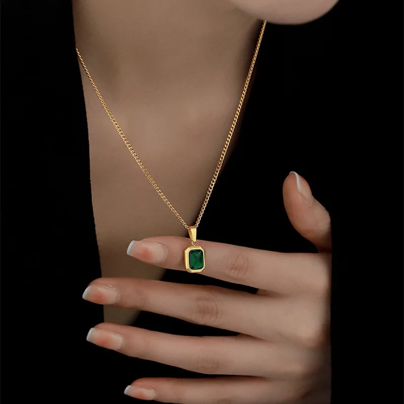 Francés Minimalista Verde Colgante de Collar De la Mujer de la Luz de Lujo de Alta gama de la Cadena de Clavícula Joyería . ' - ' . 0