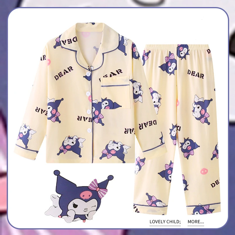 Anime Sanrio Kuromi Cinnamoroll Y2k de los Niños de Manga Larga Pijama de Mi Melodía Casual de Manga Larga Delgada de la Sección de Niñas de Conjunto de ropa de hogar . ' - ' . 5