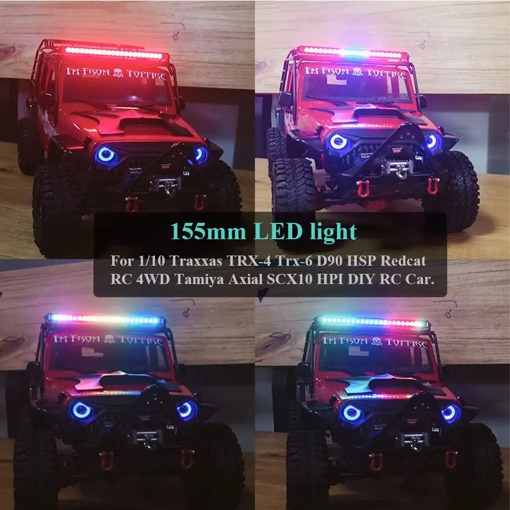 Globact C barra de luces de LED Techo Lámpara LED Kit de 20 Modos de Luz de control de 155mm para 1/10 TRX-4 6 Axial SCX10 IPH BRICOLAJE Coche RC Crawler Camión . ' - ' . 1