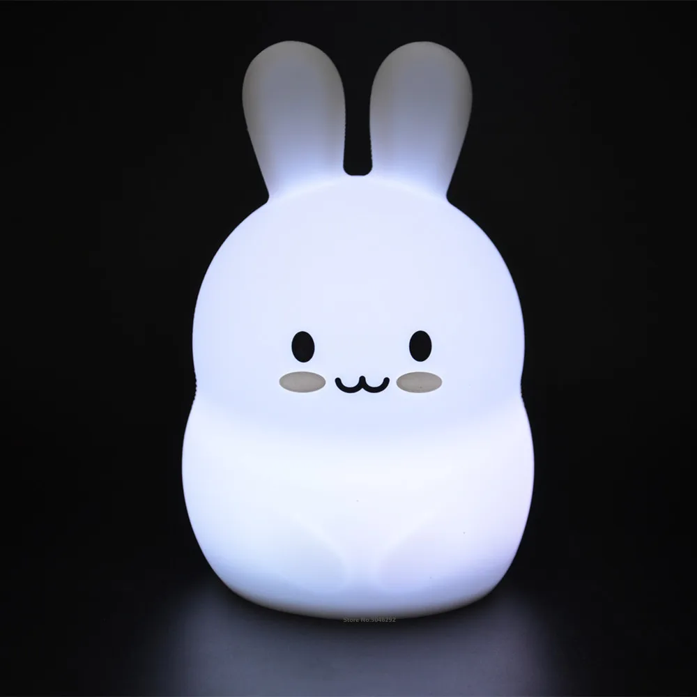 Conejo Luz de Noche LED con Sensor Táctil De 9 Colores Batería de dibujos animados de Silicona Conejo Lámpara de la Mesita para niños Niños Bebé de Juguete de Regalo . ' - ' . 2
