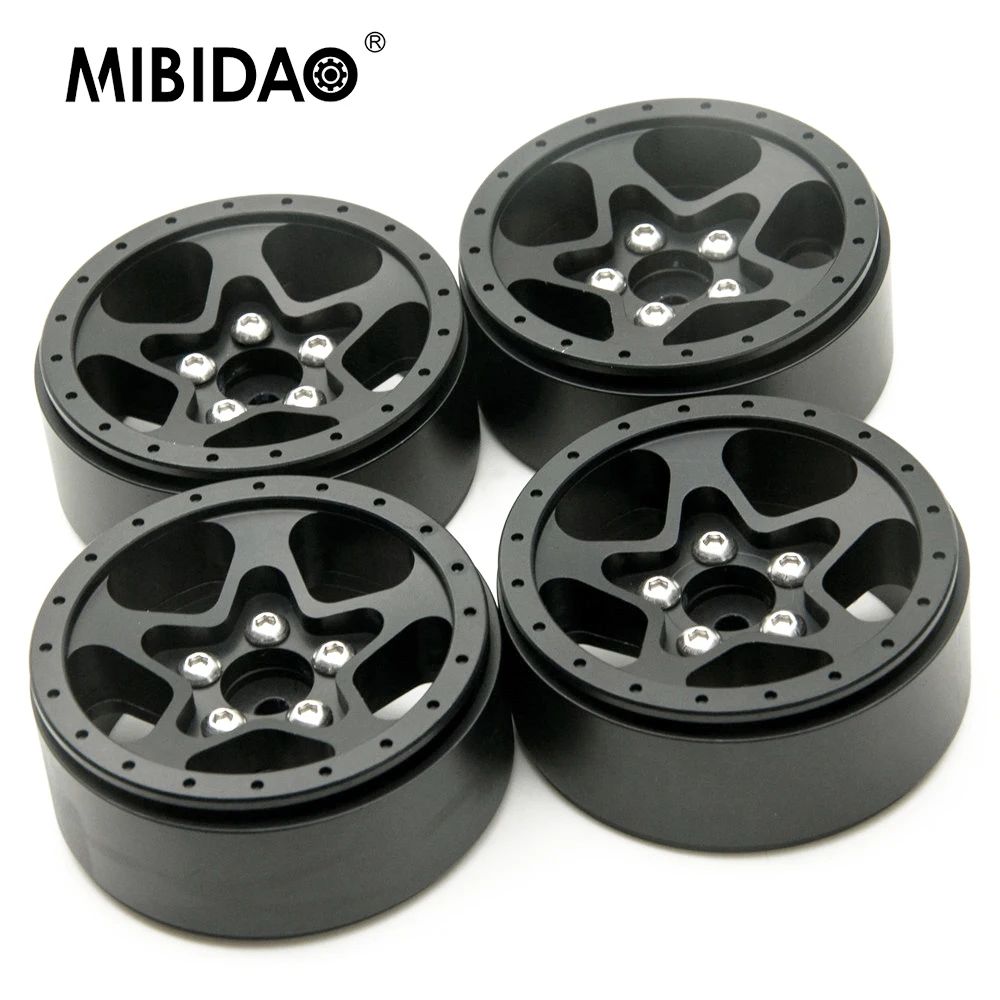 MIBIDAO Negro 1.9 pulgadas de Aleación de Aluminio Llantas Beadlock Centros para el Axial SCX10 CC01 D90 1/10 RC Crawler Modelo de Coche Piezas de mejora . ' - ' . 0