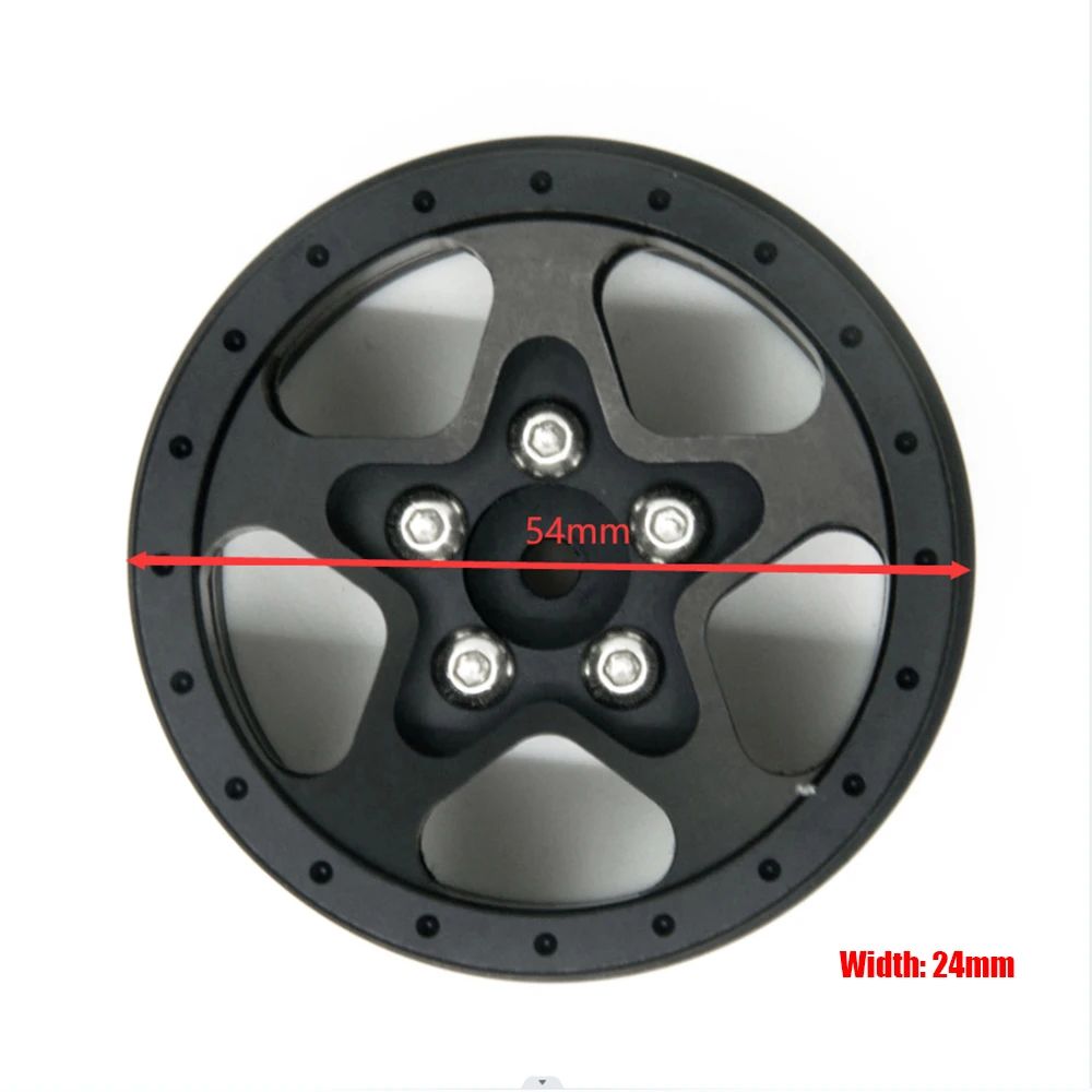 MIBIDAO Negro 1.9 pulgadas de Aleación de Aluminio Llantas Beadlock Centros para el Axial SCX10 CC01 D90 1/10 RC Crawler Modelo de Coche Piezas de mejora . ' - ' . 3