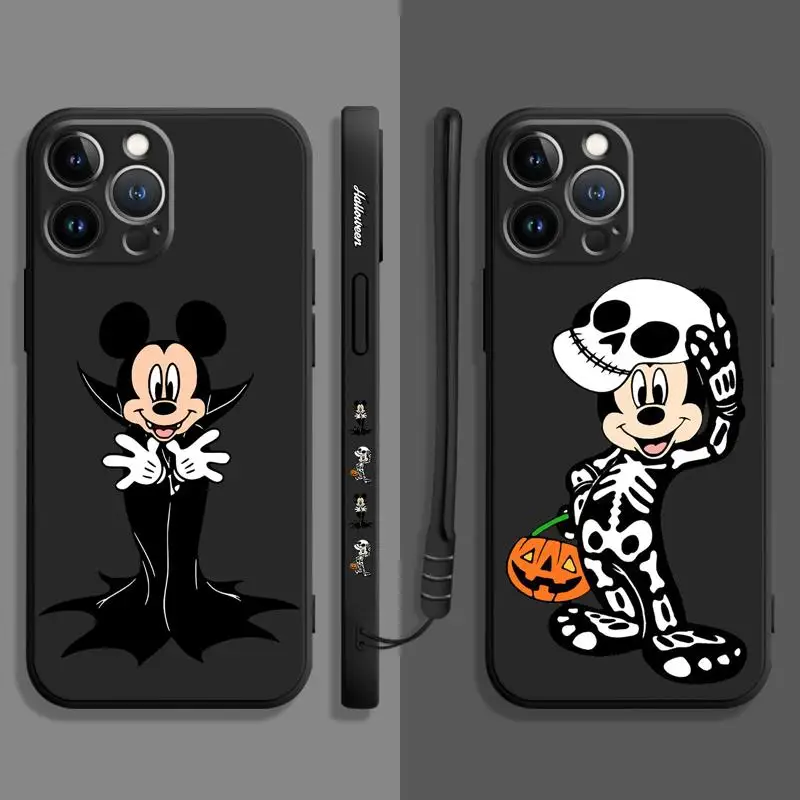 Disney Mickey Halloween Vampiro Esqueleto de la Plaza de Líquido Caso Para el iPhone de Apple 14 13 12 11 Pro Max 13 12 Mini XS XR X 7 8 6 6 . ' - ' . 0