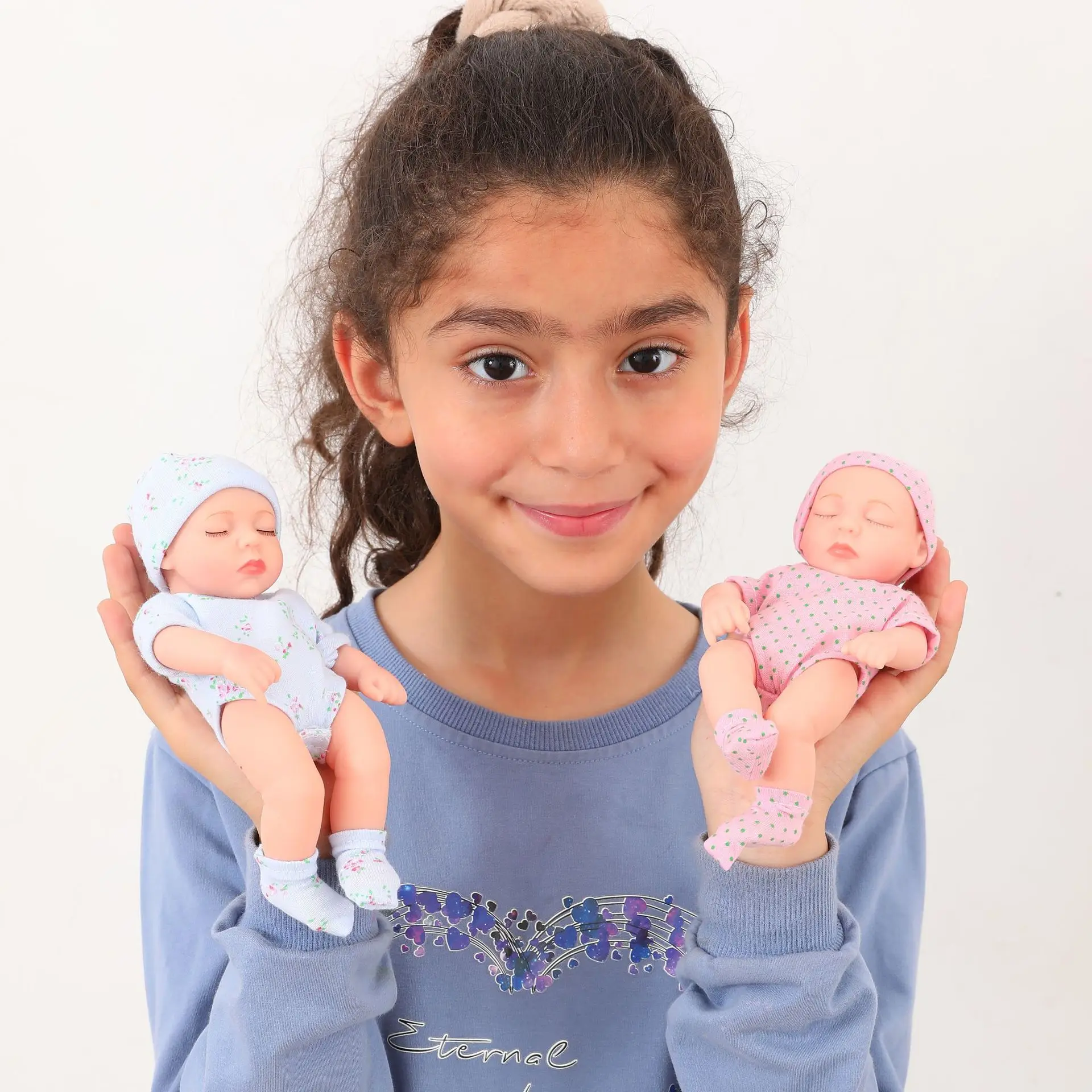 19cm Mini Reborn Baby Doll 3D Pintado de la Piel Realista de Vinilo Cuerpo de Niño Lavable Niños de Juguete de la Figura 7 Pulgadas . ' - ' . 1