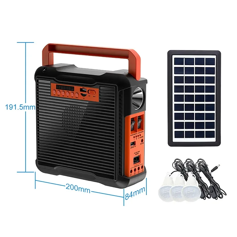Luz Solar del Panel de Energía Solar Generador Kit de Inicio del Sistema 3 Bombilla LED Destacar el Ahorro de Energía la Luz Solar de la Iluminación con la Radio de FM . ' - ' . 5