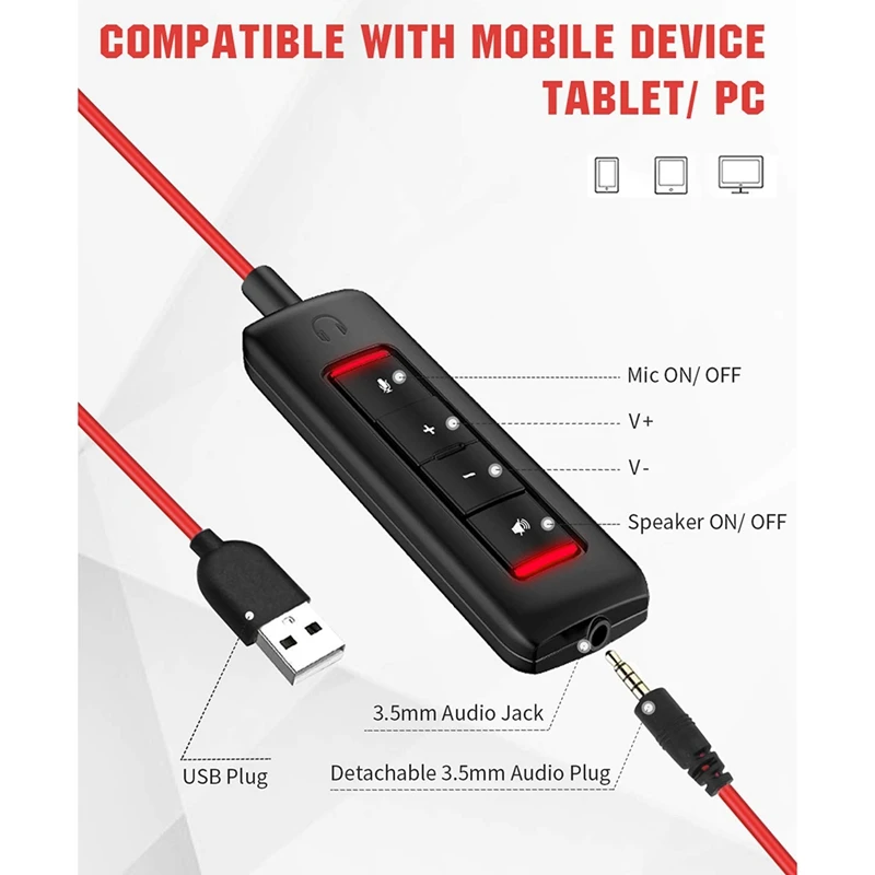 NUBWO USB Auriculares Con Cancelación de Ruido con Micrófono Para PS5 Ordenador Portátil, En el auricular con Cable de la Oficina de Centro de llamadas del Auricular Para la pluma . ' - ' . 3