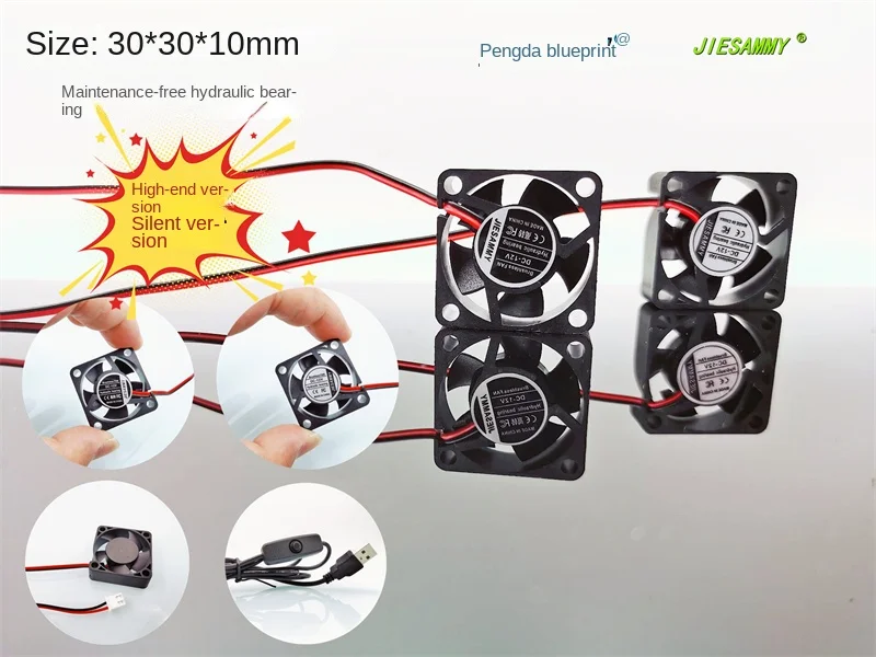JIESAMMY Hidráulico Teniendo 3010 de Alta Velocidad en Silencio 24V 12V 5V 3CM USB Mini de Refrigeración Fan30*30*10 MM . ' - ' . 0