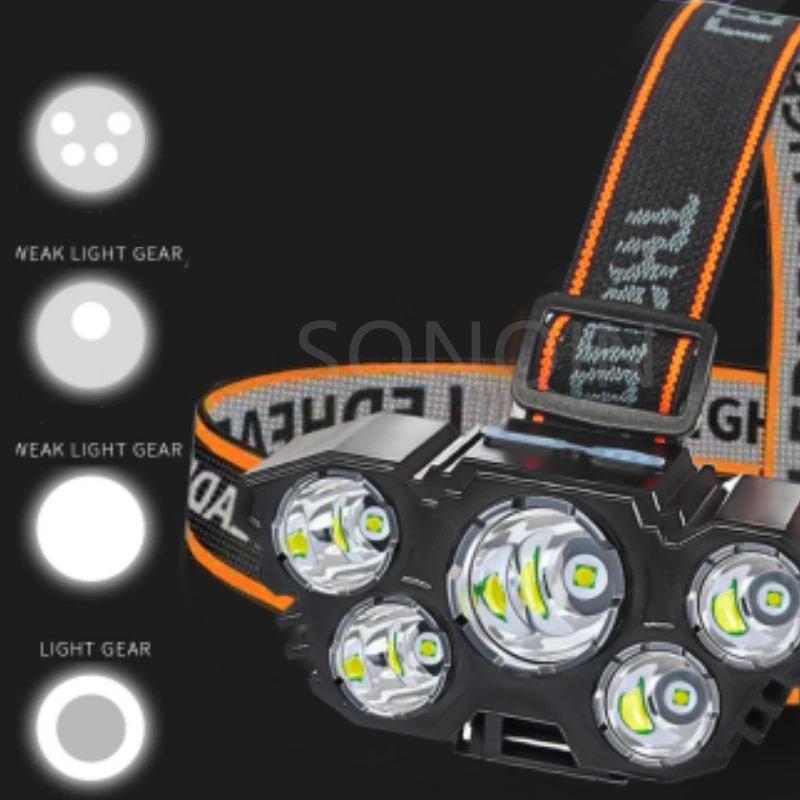 8000LM 20W LED Potente Faro USB construido en batería Recargable de Cabeza Linterna XPE 5 LED Linterna Lámpara de la Cabeza de Disparo de Larga Linterna . ' - ' . 3