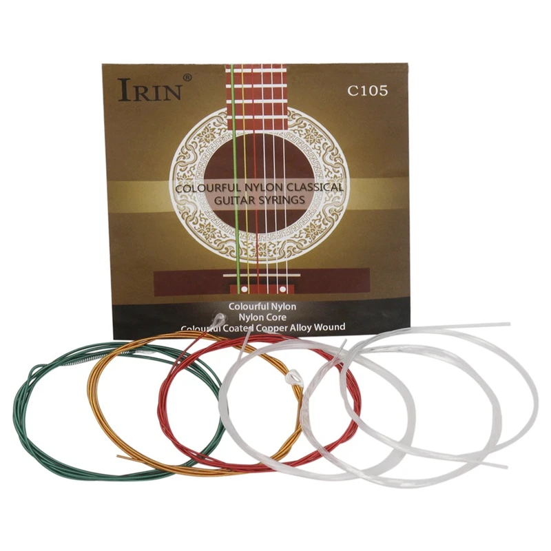IRIN C105 arco iris de la Guitarra de Cuerdas de Nylon Núcleo de colores Recubierto de Cobre de la Aleación de la Herida Para la Acústica de la Guitarra Clásica(.028-.043) . ' - ' . 0