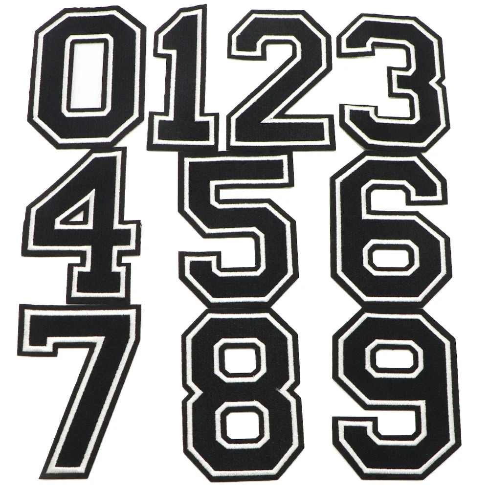 1PC Negro 11.3 CM Número de la Figura Dígitos Letras Parches Bordados de Hierro En el Parche Para la Ropa de la Insignia Para la Pasta de la Bolsa de Ropa Jeans . ' - ' . 0