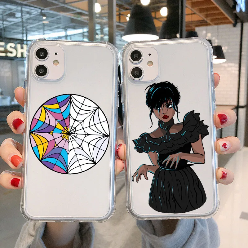 Miércoles Addams Family caja del Teléfono para el iPhone 14 13 12 11 Pro Max 14 Plus X Xs Max XR SE 2020 8 7 6 Plus Cubierta Transparente . ' - ' . 0