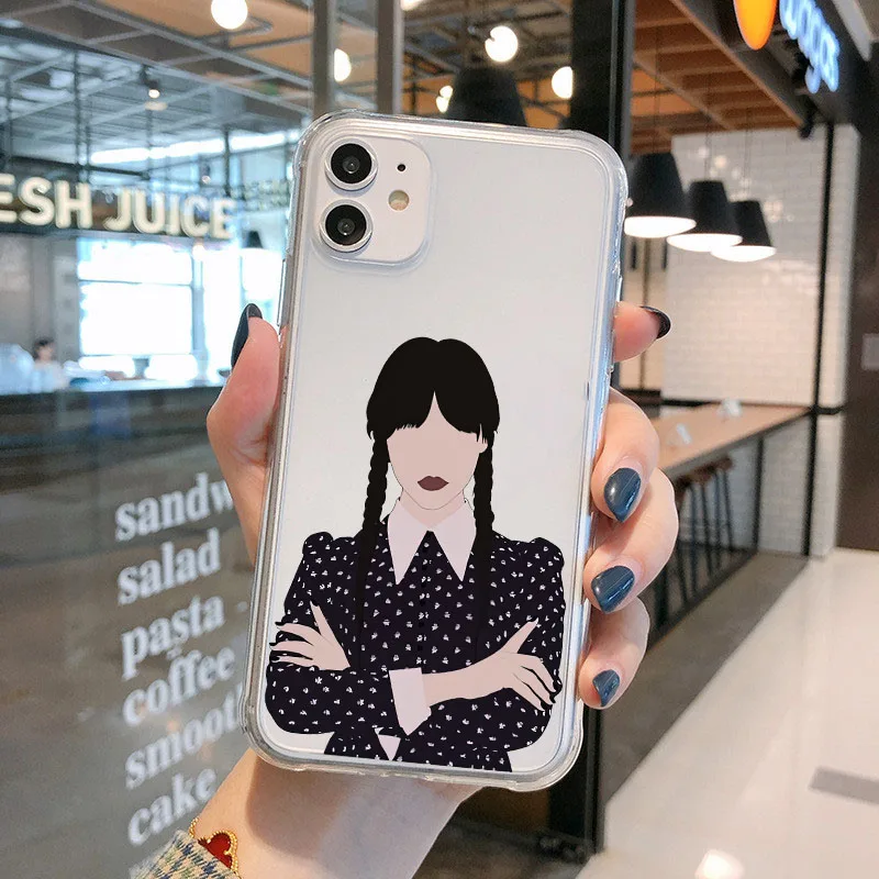 Miércoles Addams Family caja del Teléfono para el iPhone 14 13 12 11 Pro Max 14 Plus X Xs Max XR SE 2020 8 7 6 Plus Cubierta Transparente . ' - ' . 3