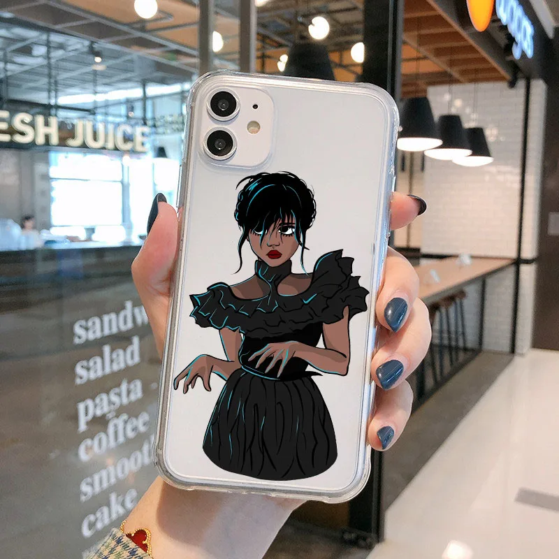 Miércoles Addams Family caja del Teléfono para el iPhone 14 13 12 11 Pro Max 14 Plus X Xs Max XR SE 2020 8 7 6 Plus Cubierta Transparente . ' - ' . 5