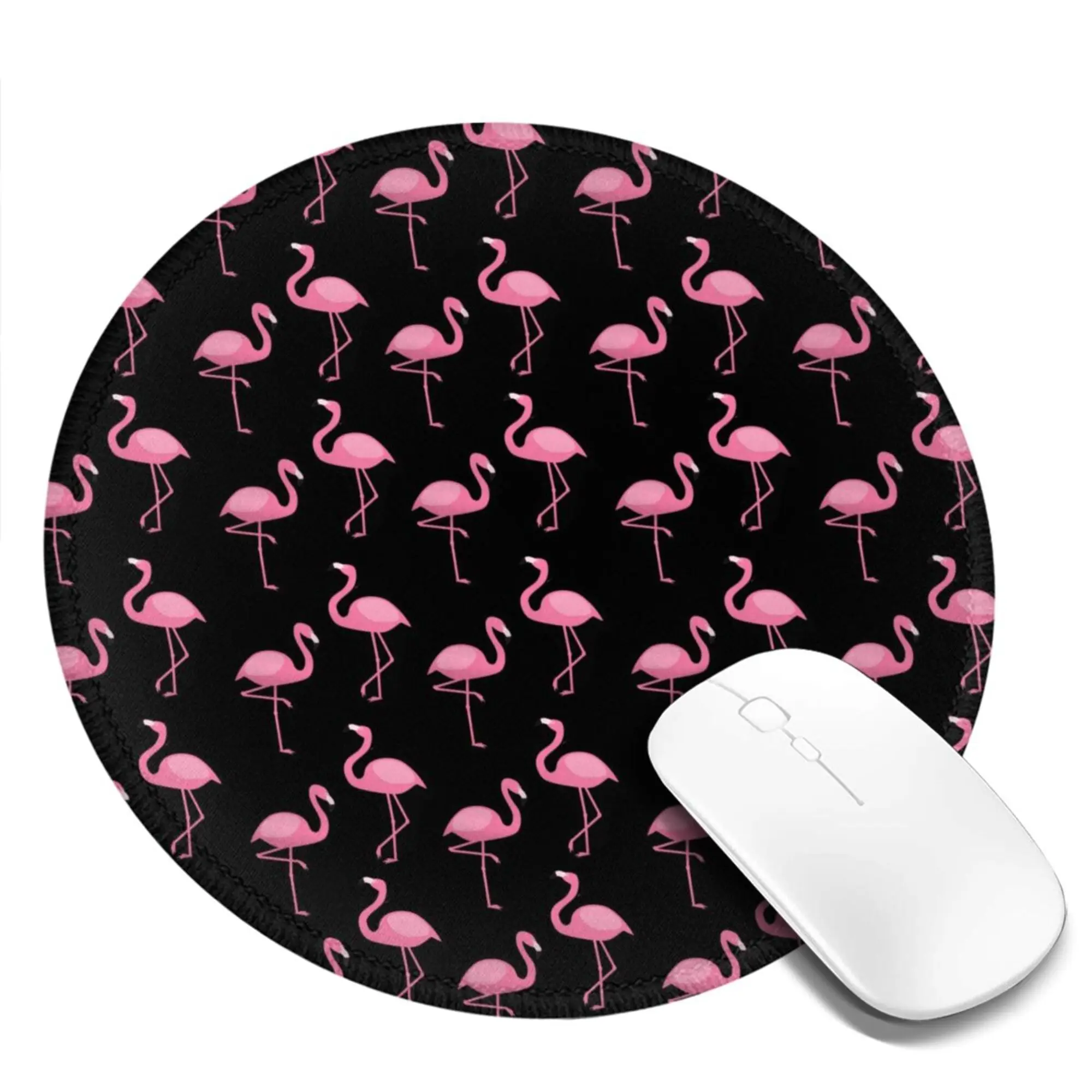 Pink Flamingo de Equipo de Oficina de la alfombrilla de Ratón Personalizada Antideslizante de alfombrillas para el Ratón del ordenador Portátil Redondo de 8 pulgadas 2 PCS . ' - ' . 1