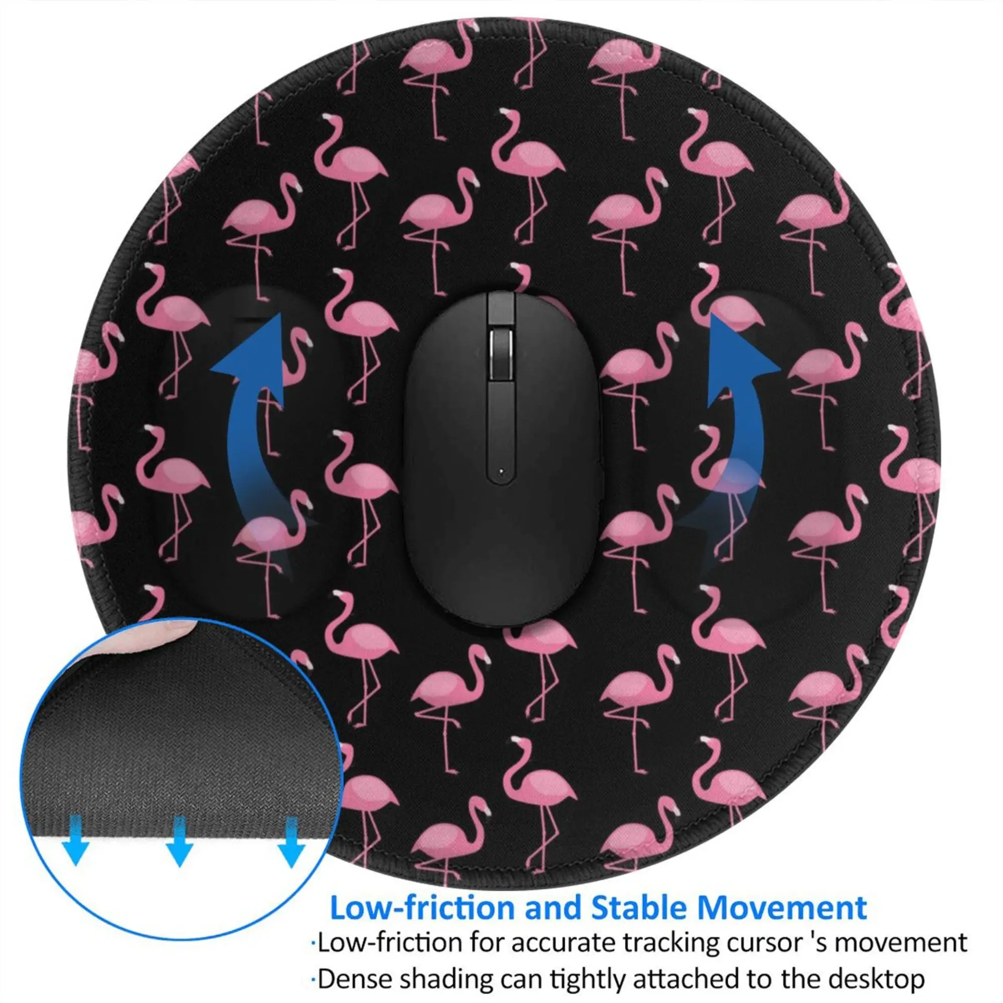 Pink Flamingo de Equipo de Oficina de la alfombrilla de Ratón Personalizada Antideslizante de alfombrillas para el Ratón del ordenador Portátil Redondo de 8 pulgadas 2 PCS . ' - ' . 3