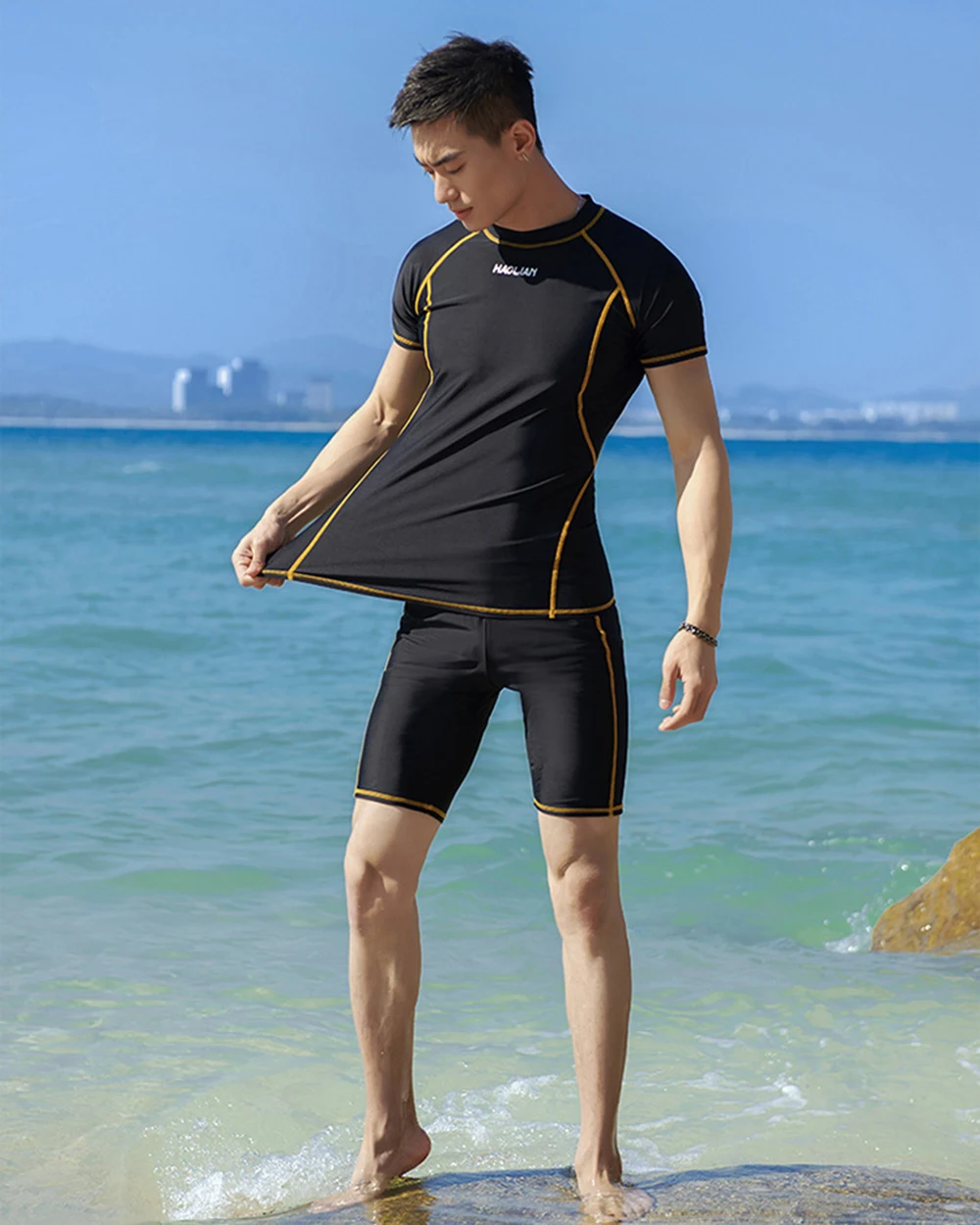 2023 Hombres de la Moda de Surf Traje de División de Secado Rápido protector solar de Manga Corta de Cinco Punto pantalones Cortos Traje de baño de Natación Surf Traje de L-5XL . ' - ' . 3