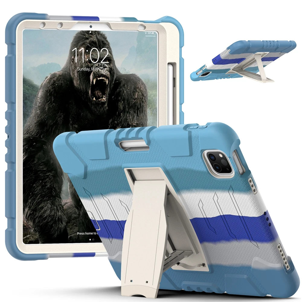 Para Apple iPad Pro 11 2018 2020 2021 A1980 A2228 A2377 Caso de los Niños de la Armadura a prueba de Golpes Duros de la PC de Silicio Híbrido de Soporte de la Cubierta de la Tableta . ' - ' . 0