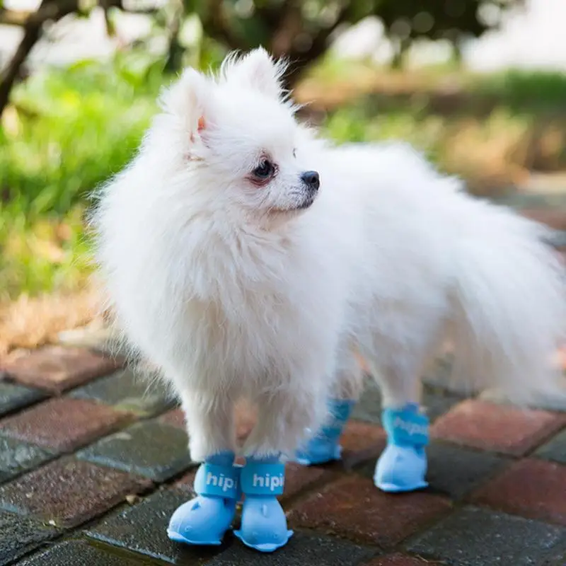 Perro Zapatos 4Pcs resbalón-Prueba Cachorro de Lluvia Zapatos Mascota Botas y la Pata de Protectores Para el Invierno cubierto de Nieve Día de Verano Caliente Pavimento Interior Duro . ' - ' . 3