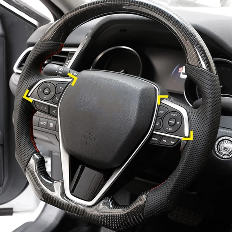 2PCS Coche Estilo de Acero Inoxidable Interior Pegatinas para Toyota Camry XV70 2017 2018 Volante Recorte de los Accesorios de la Cubierta . ' - ' . 3