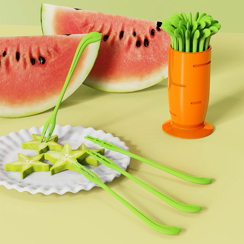 30pcs/Set Verde Zanahoria Fruta Tenedor Mini Niños Postre Bento Sándwich Almuerzos Parte de la Decoración . ' - ' . 3