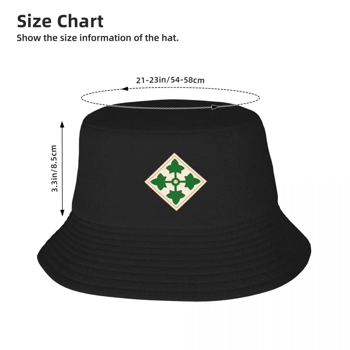 Nuevo Ejército - 4ª División de Infantería wo Txt Sombrero de Cubo de Snap Back Sombrero de Golf de Lujo Cap Sombrero Masculino de la Mujer . ' - ' . 3