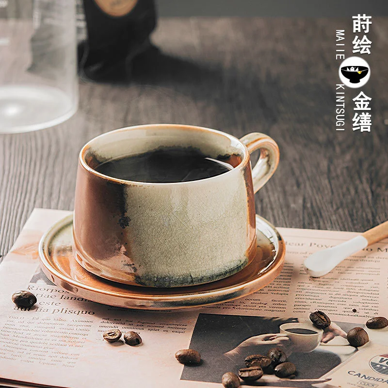 De la vendimia hecha a Mano Áspera de Cerámica Taza de Café de la Mano de Café Taza de Conjunto de Cerámica Japonesa Taza Japonesa del Té de la Tarde de la Copa . ' - ' . 0