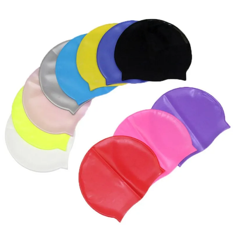 Gorro de baño de silicona Impermeable Nadar Sombrero de Pelo Largo la Protección de Natación de la Piscina de Natación Cubierta de tapas para los Hombres Adultos Mujeres . ' - ' . 0