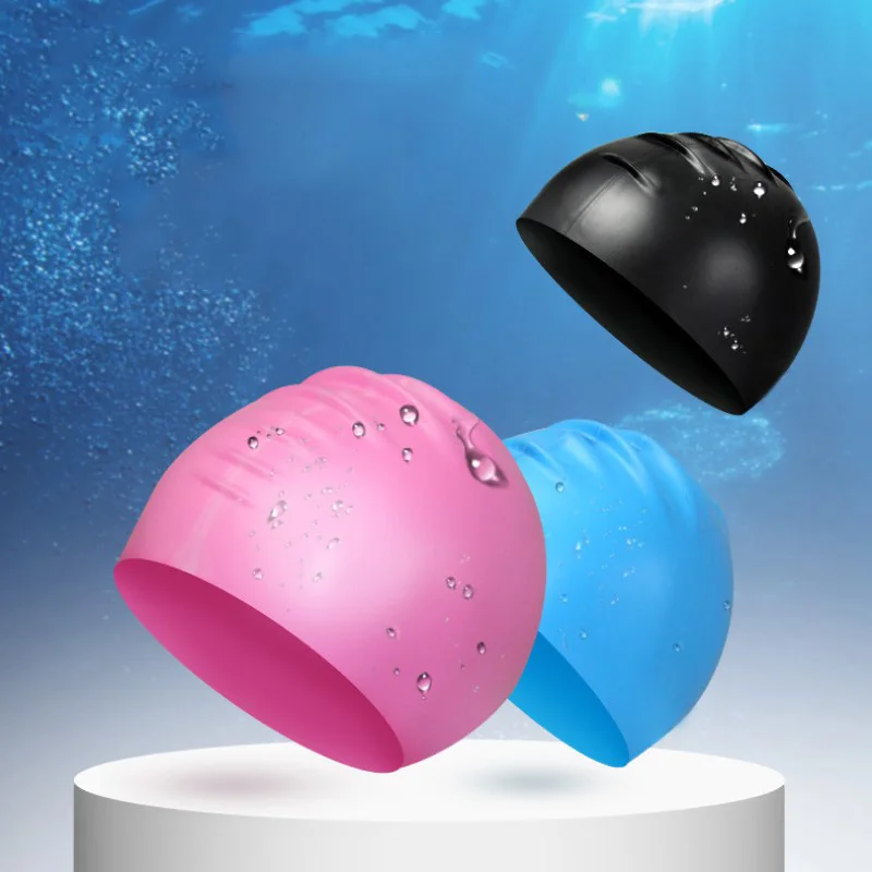 Gorro de baño de silicona Impermeable Nadar Sombrero de Pelo Largo la Protección de Natación de la Piscina de Natación Cubierta de tapas para los Hombres Adultos Mujeres . ' - ' . 3
