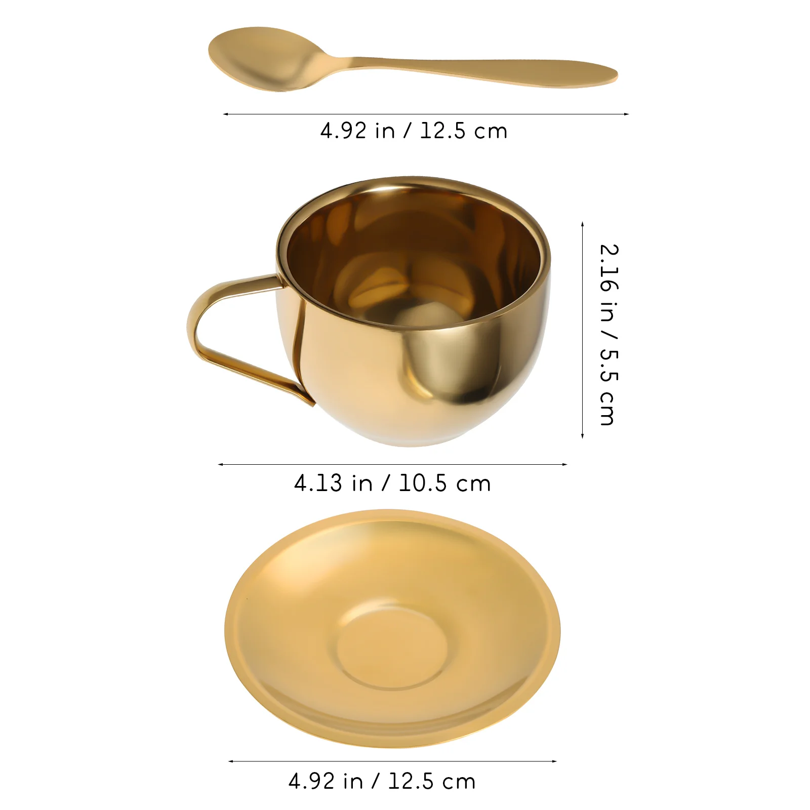 2 Conjuntos de Acero Inoxidable Tazas de Café de la Luz Lujo de Café Tazas de Té con una Cuchara y Salsa . ' - ' . 5