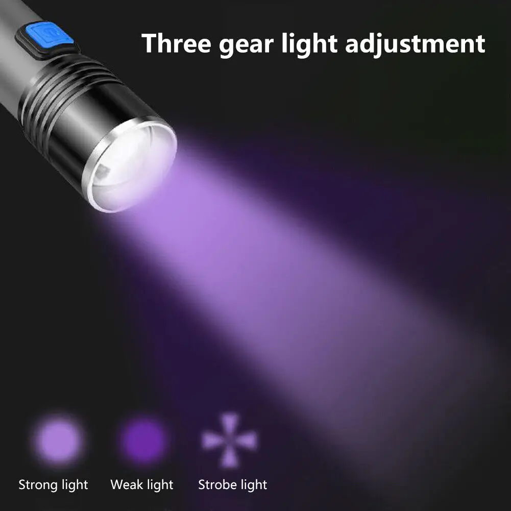 LED recargable Linterna ULTRAVIOLETA Ultravioleta de la Antorcha Zoomable Mini 395nm UV de la Luz Negra Mascota Manchas de Orina Detector de Escorpión de Caza . ' - ' . 4