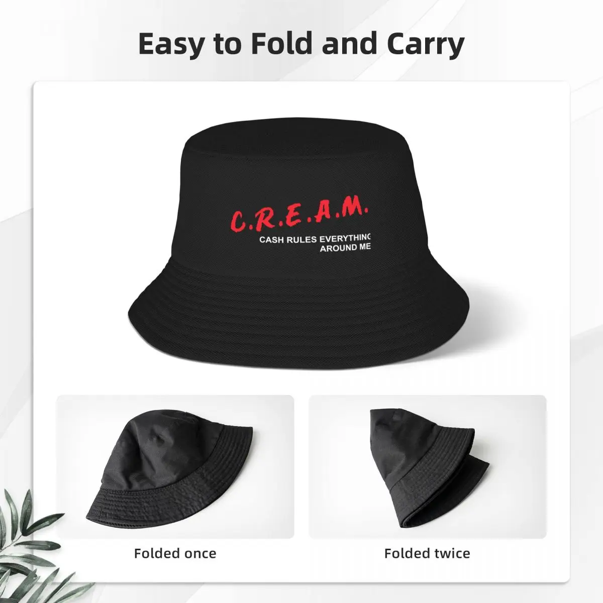 Nueva C. R. E. A. M. en Efectivo las Reglas de Todo lo que Me rodea Sombrero de Cubo Sombrero de Sol Para Niños Sombrero de moda Femenina de los Hombres . ' - ' . 2