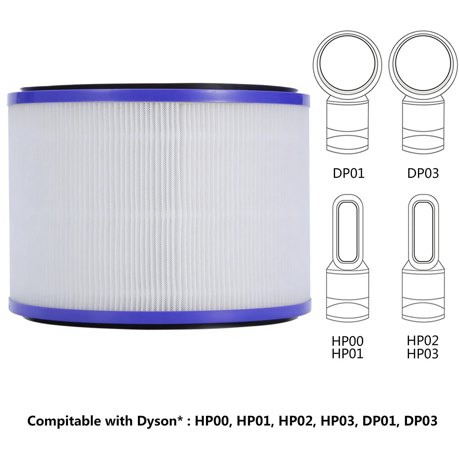 2 Pack de Reemplazo de Filtro HEPA para Dyson Puro Hot + Cool Enlace HP00 HP01 HP02 HP03 DP01 HEPA Purificador de Aire con Filtro de . ' - ' . 2