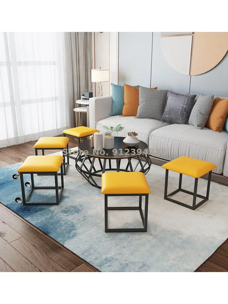 Creativo mesa de café heces combinación multifuncional silla de comedor se pueden apilar para ahorrar espacio sofá taburete bajo sala de estar . ' - ' . 4